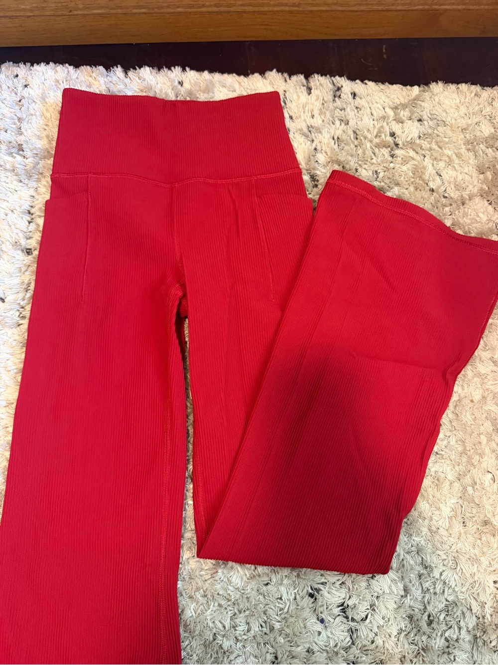 Athleta Ribbed High-Waist Wide Leg Pants in Red